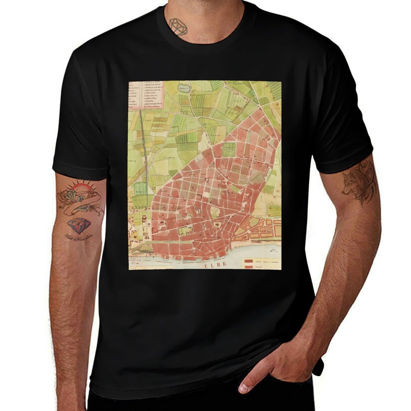 Men'S Fashion Hamburg - T-shirt vintage con mappa di Altona