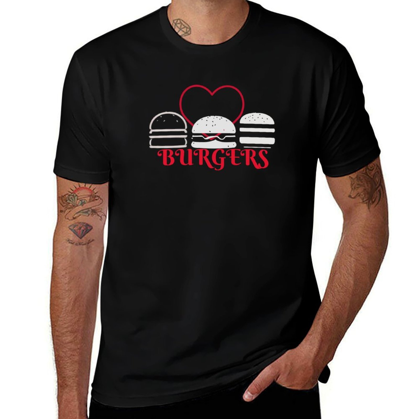 Men'S Fashion Hamburg - LOVE BURGERS - T-shirt HAMBURGERS con