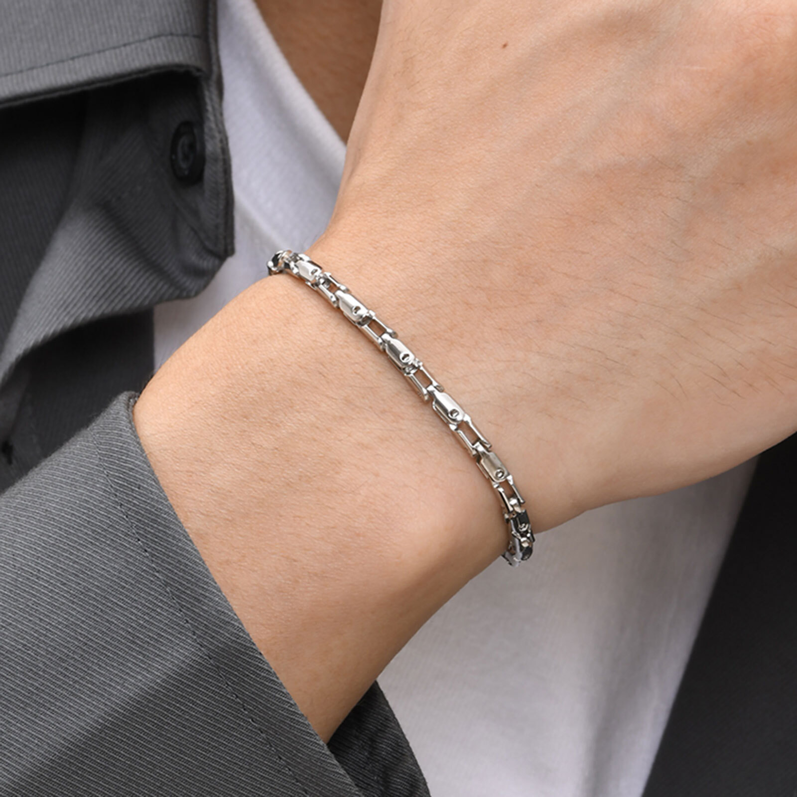1950S Fashion Men'S - Braccialetti a catena sottili in acciaio