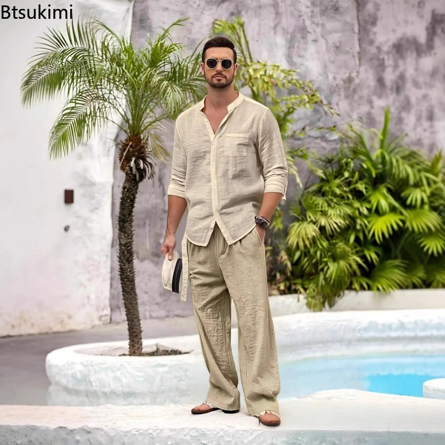 Linen Shirt Summer - Nuovo Completo Casual da Uomo in