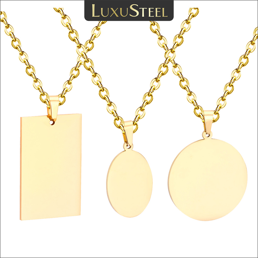 Mens Fashion Discord - LUXUSTEEL Collana con ciondolo con etichetta