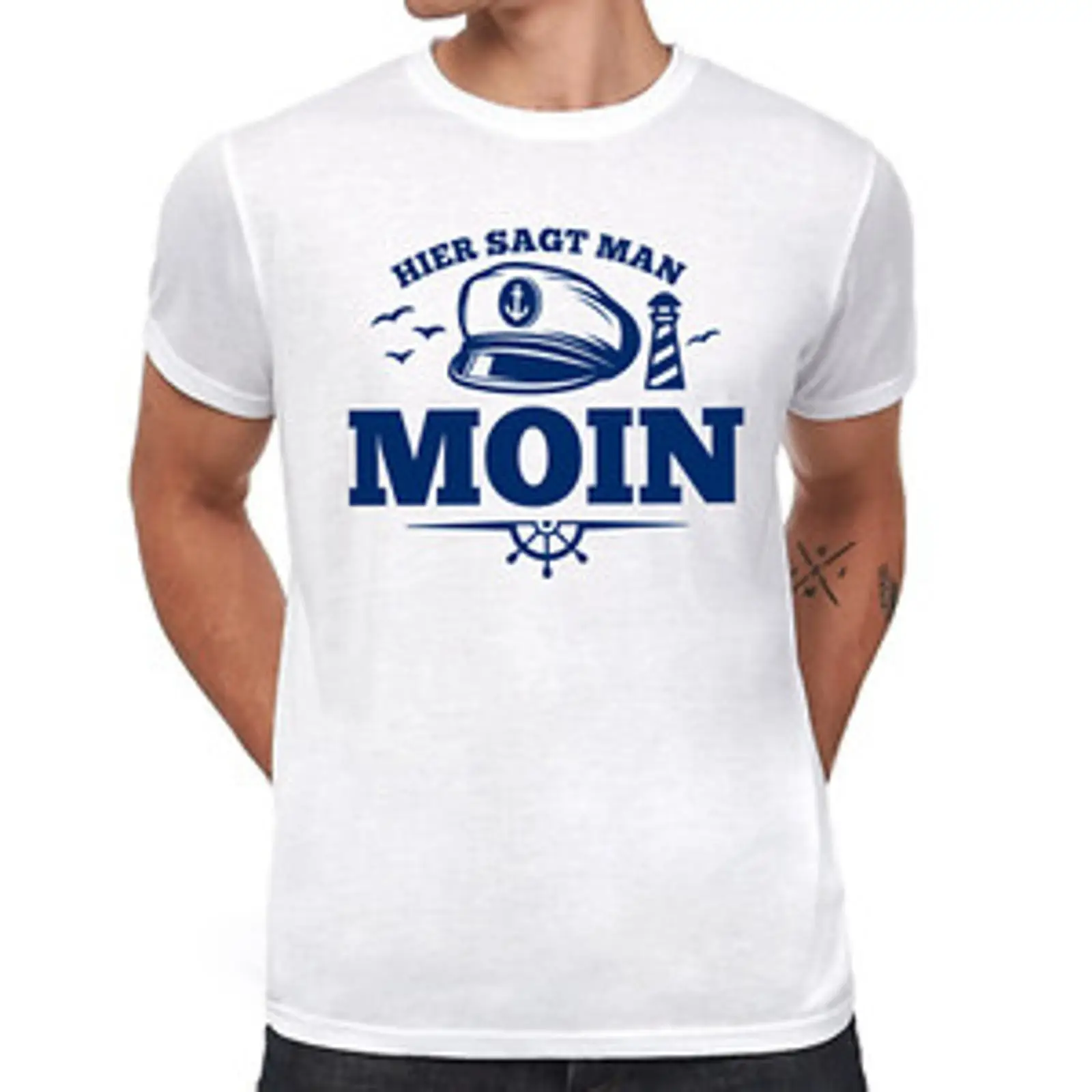 Men'S Fashion Hamburg - Maglietta vintage Sagt Man Moin del
