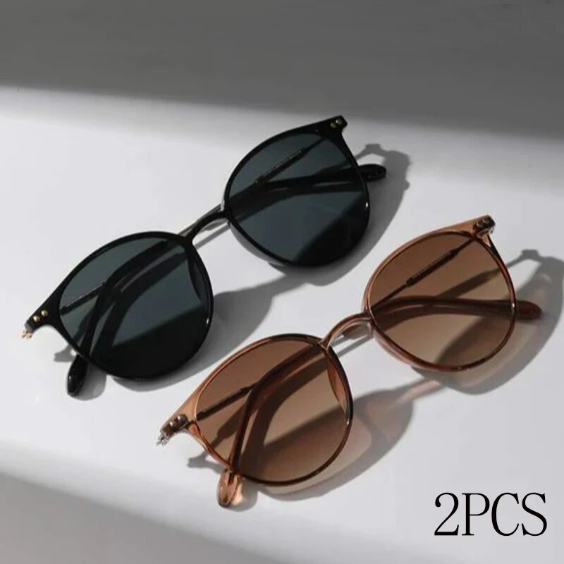 Men'S Fashion Round Glasses - 2 Pezzi Occhiali da Sole Rotondi