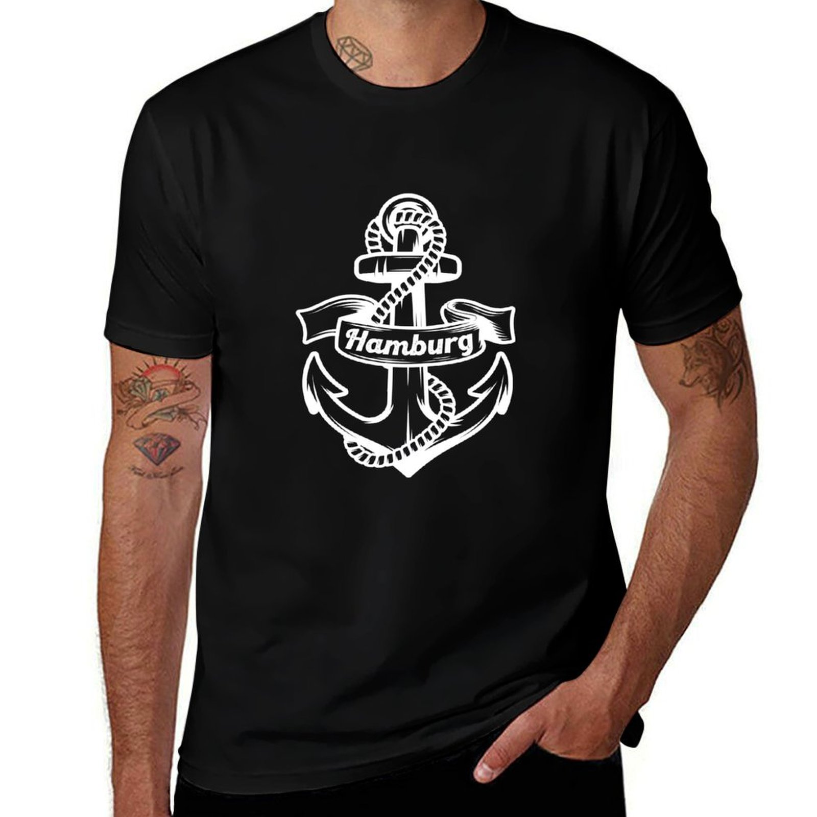 Men'S Fashion Hamburg - T-shirt souvenir della città portuale di