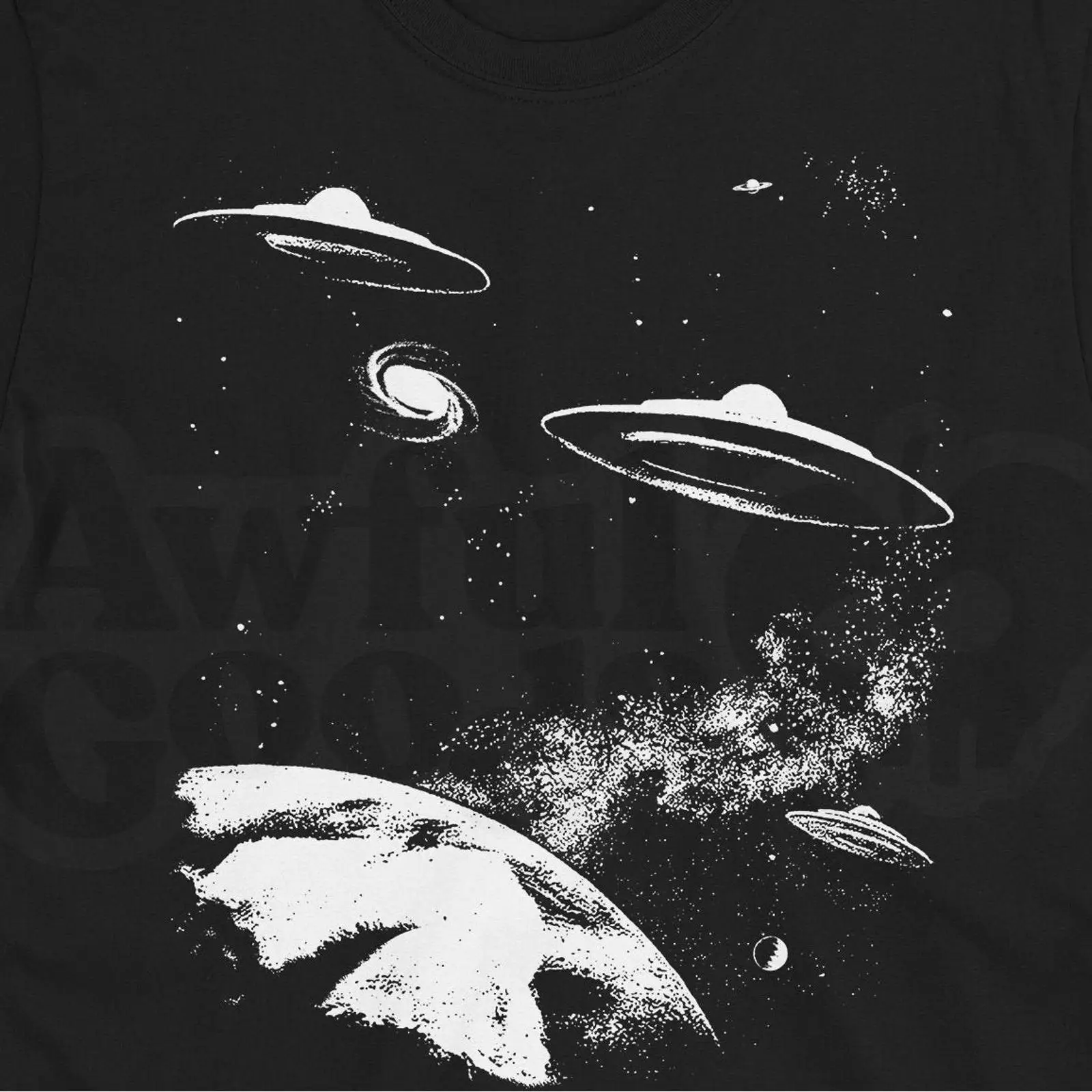 1950S Fashion Men'S - T-shirt retrò UFO con design alieno