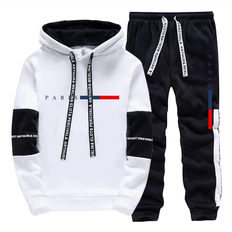 Paris Men'S Fashion - Set da Uomo/Felpa con Cappuccio/Pantaloni Moda