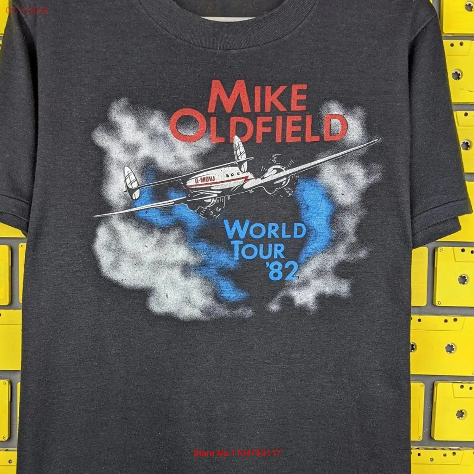 Mens Fashion World - Maglietta nera Mike Oldfield WORLD TOUR,