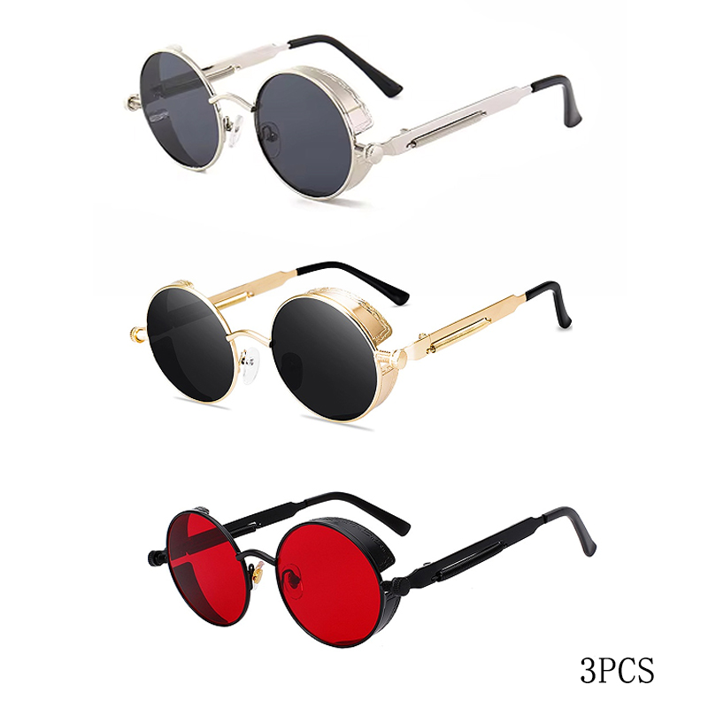 Men'S Fashion Round Glasses - Occhiali da Sole Steampunk Classici di
