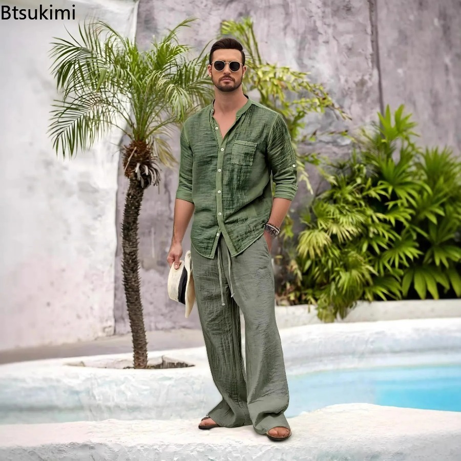 Nuovo Completo Casual da Uomo  - Linen Shirt Summer recensione e prezzo