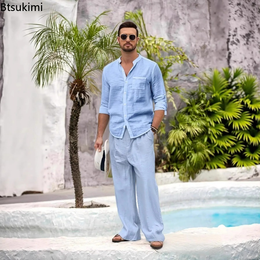 Nuovo Completo Casual da Uomo  - Linen Shirt Summer recensione e prezzo